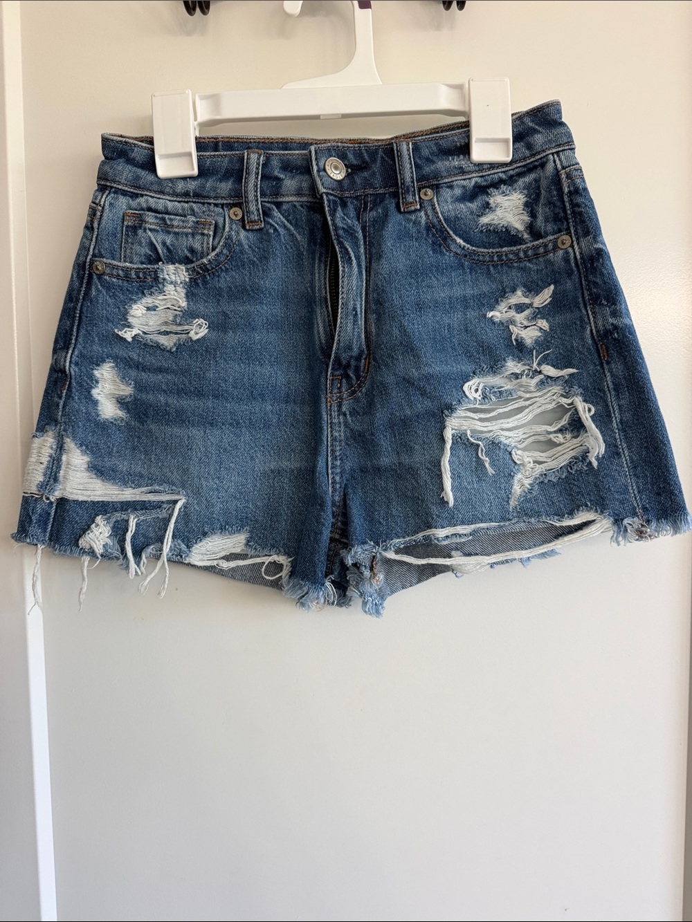American Eagle Outfitters Distressed Blue Denim Cutoff Shorts